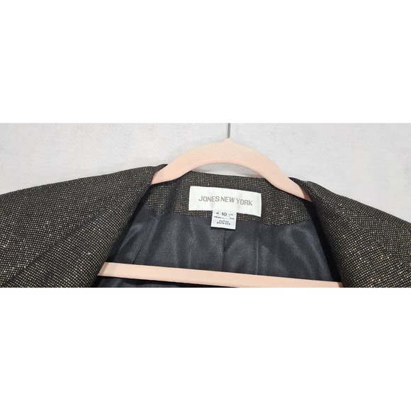 Vtg Oversized Blazer Womens 10 Boyfriend Jones New York Wool Gold Metallic - Picture 7 of 9